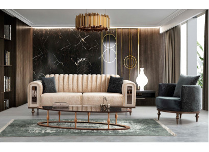 Design Modern Couchgarnitur Sofagarnitur Set Wohnzimmer Set 3+1 Couchtisch Beige