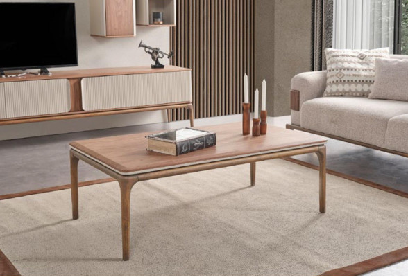 Designer Couchtisch Tisch moderner Couchtisch Holz Wohnzimmer Beige