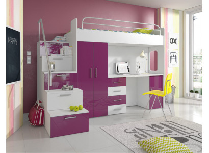 Doppelstockbett Etagenbett Doppelbett Jugend Bett Betten mit Schrank Tisch RAJ4