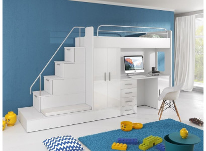 Jugendzimmer Doppelstockbett Etagenbett Kleiderschrank Schreibtisch RAJ 5 SOFORT