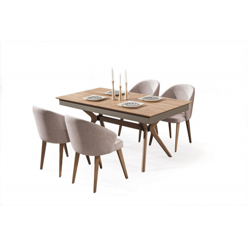 Luxus Esszimmer set Esstisch 4x Stühle Textil Essgruppe Modern Garnitur Neu