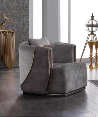 Grau Sofagarnitur 3+1 Sitzer mit Edelstahl Couch Sofa Polster Set 2tlg