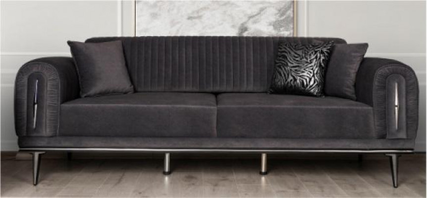 Dreisitzer Couch Polster Einrichtung 3 Sitz Platz Couchen Sofa Schwarz Möbel