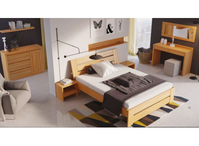 Schlafzimmer Set 5tlg. Bett 2x Nachttisch+Shminktisch Spiegel Vollholz Möbel Neu