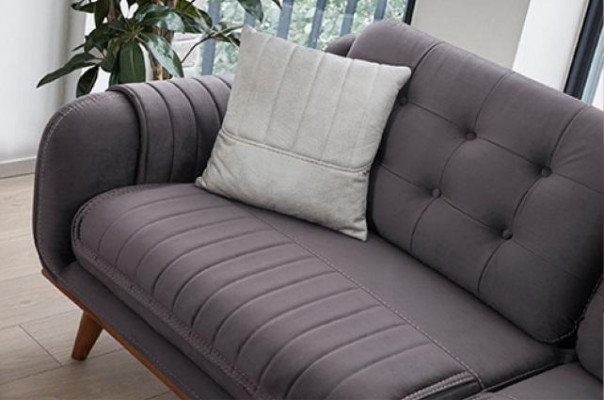 Sitzgarnitur 3 + 3 + 1 im modernen Stil mittelweiches Textil grau Neu