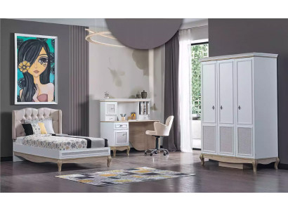 Kinder Jugendzimmer Bett + Schreibtisch + Kleiderschrank 3-teilige