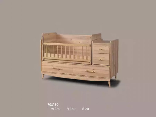 Kinderbett Säugling Baby Betten Kleinkind Holzbett Braun mit Regalen