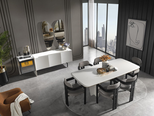 Essgruppe Garnitur Esszimmer Esstisch Luxus Stühle Essecke 9tlg Weiß