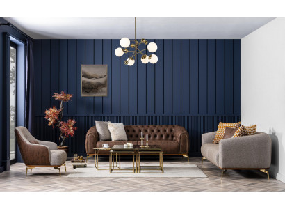 Sofagarnitur Komplette Couchgarnitur Sofa 431 Sitzer Stoff Braun 3tlg