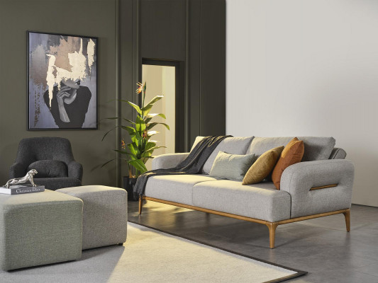 Sofagarnitur Sofa Sessel 431 Sitzer Stoff Luxus Grau Sofas Wohnzimmer
