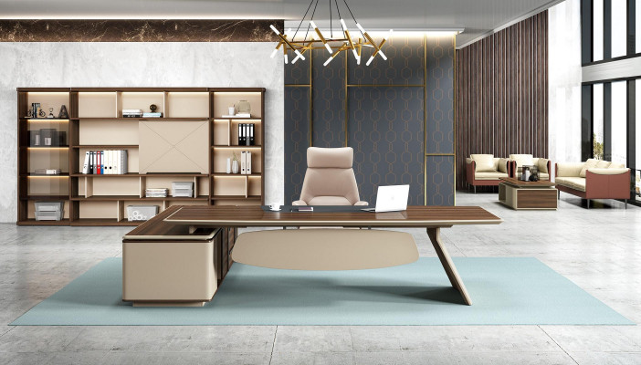 Büroeinrichtung 2tlg. Set Chef Tisch Aktenschrank Schreibtisch Tische Regal