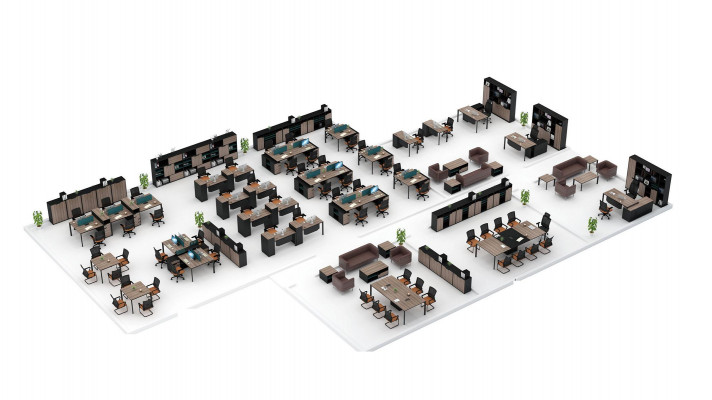 Büro Möbel Einrichtung Tische Tisch Callcenter Holz 4 Arbeitsplätze Schreibtisch