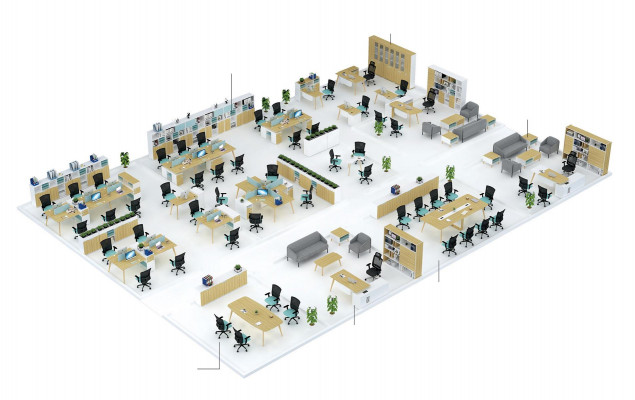 Büro Möbel Einrichtung Tische Holz Tisch 4 Arbeitsplätze Schreibtisch