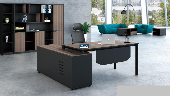 Büroeinrichtung 2tlg. Set Chef Tisch + Aktenschrank Tische Regal Schreibtisch