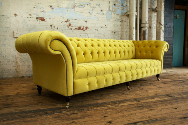 Design Sofa 4 Sitzer Polster Luxus Klassische Textil Chesterfield Sofas Couch