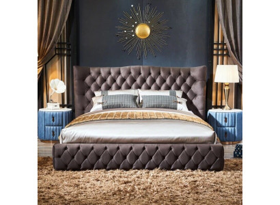 Braunes Chesterfield Bett Schlafzimmer Textil Betten Samt Big Hotel Betten