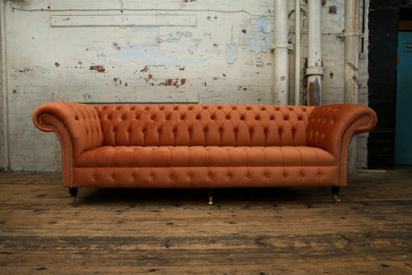 Sofa Polster Chesterfield Textil Sofas Design Luxus Ledersofas 4 Sitzer 265cm