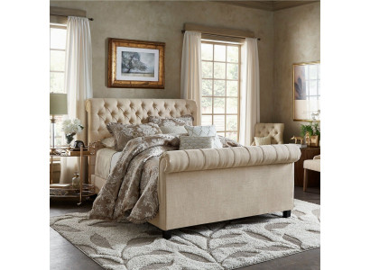 Großes Luxus Chesterfield Doppelbett Polster Betten Schlafzimmermöbel