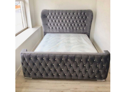 Chesterfield Hotel Doppel Leder Bett Schlafzimmer Polster Luxus Betten 160x200cm