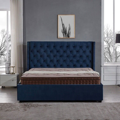 Royales Blaues Schlafzimmer Bett Polster Doppelbetten Chesterfield Design