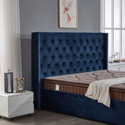 Royales Blaues Schlafzimmer Bett Polster Doppelbetten Chesterfield Design