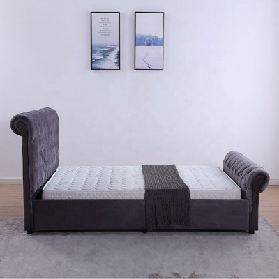 Design Chesterfield Bett Textil Leder Hotel Betten Schlafzimmer Neu Samt Polster