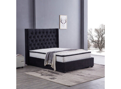 Modernes schwarzes Chesterfield Luxus Bett Textil Doppelbetten