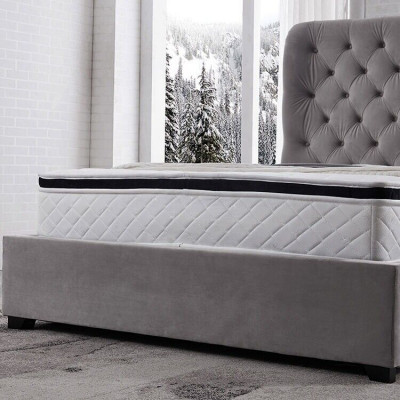 Luxuriöses Graues Designer Doppelbett Polstermöbel Betten