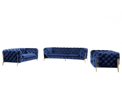 Luxus Textil Stoff Sofa Couch Polster Sitz 3+1 Garnitur Chesterfield Garnituren