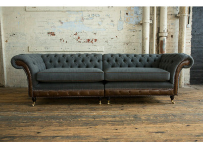 Chesterfield Sofa Couch Polster Sofas Couchen Viersitzer Stoff 265cm Sitzpolster