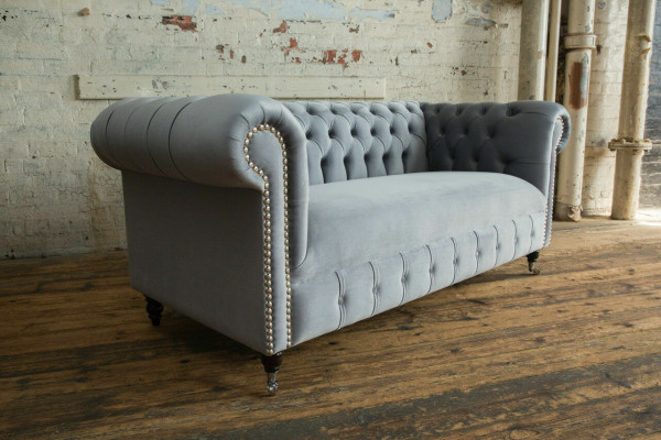 Grauer Polster Chesterfield 3-er Modernes Wohnzimmer Sofa