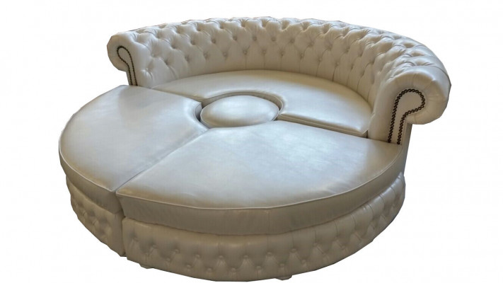 Chesterfield RUNDSOFA Ecksofa Royal Halbrund Designer Sofa Couch Ledersofa