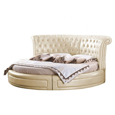 Rundes Bett Chesterfield Designer Rund Schlafzimmer Textil Leder Polster Betten