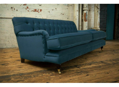 Blauer Moderner Chesterfield Dreisitzer Luxus 3-er Couch Wohnzimmer Sofa
