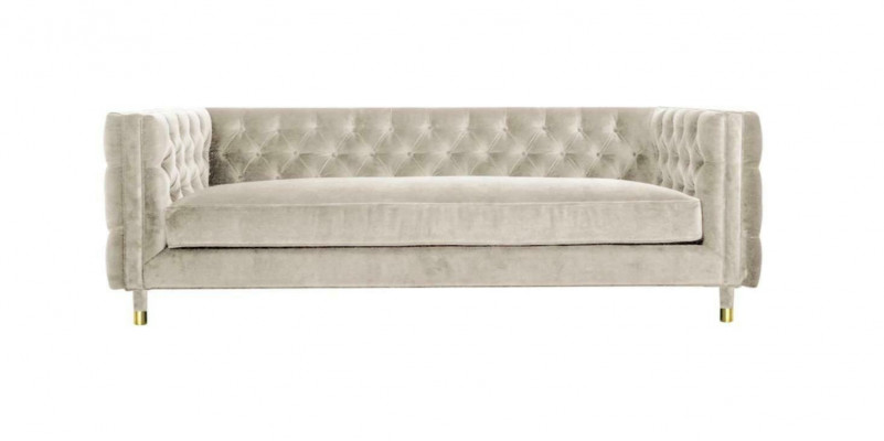 Beige Möbel 4 Sitzer Chesterfield Sofa Samt XXL Big Textil Stoff Couchen
