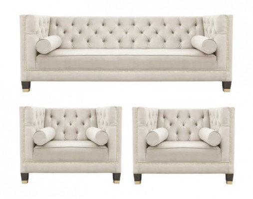 Sofagarnitur Couch Samt Polster couchen 3tlg. set garnituren wohnzimmer
