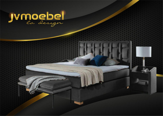Luxus Boxspring Bett Schwarz Blaue Betten Schlafzimmer Möbel Design Doppel Hotel