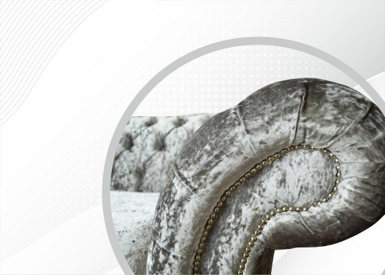 Chesterfield Polster Couch Stoff Couchen Sofa Sitz Garnitur Samt Silber 4 Sitz