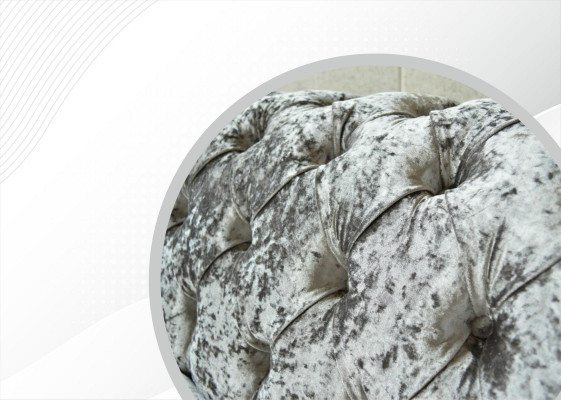 Chesterfield Polster Couch Stoff Couchen Sofa Sitz Garnitur Samt Silber 4 Sitz