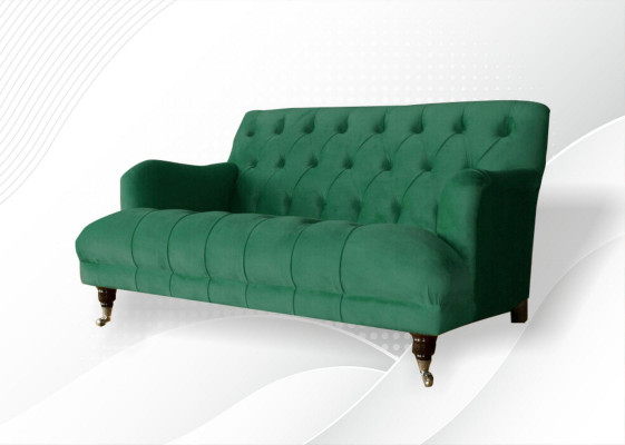 Chesterfield Sessel Couch Polster Sofa Couchen 1,5 Sitzer Einsitzer Grün Textil