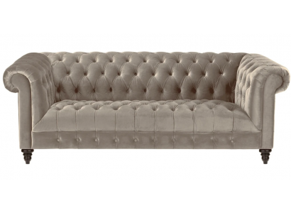 Beige Samt Couch Luxus Polster Chesterfield Möbel Sofa mit Knöpfen Dreisitzer
