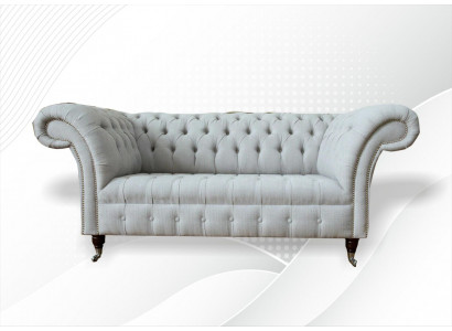 Chesterfield 2 Sitzer Wohnzimmer Couch Sofa Polster Textil Stoff Garnitur Neu