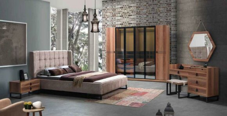 Bett Doppelbett Betten Möbel Einrichtung Schlafzimmer Design Stoff