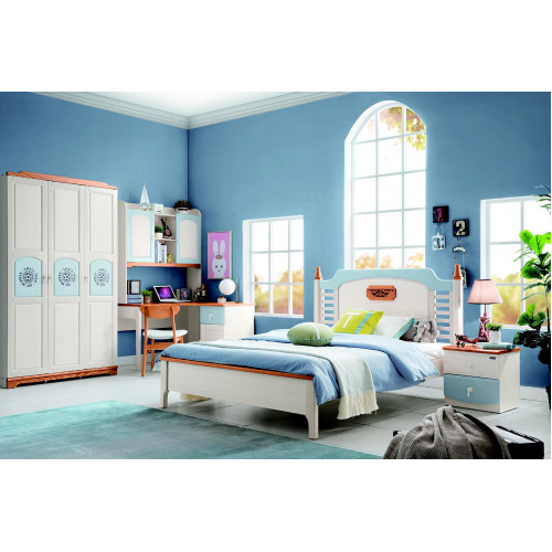 Schlafzimmer Set 5tlg. Bett 2x Nachttisch Schreibtisch Kinderbett Vollholz Möbel