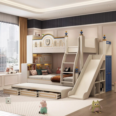 Etagenbett Kinderbett Kids Design Modern Bett Kinderzimmer Betten Rosa Rutsche