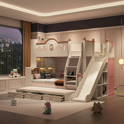 Etagenbett Kinderbett Kids Design Modern Bett Kinderzimmer Betten Rosa Rutsche
