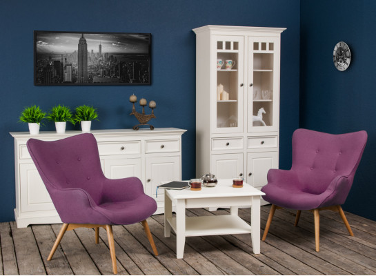 Klassische Design Möbel Gruppe 2tlg Set Stil Landhaus Vitrine Kommode Möbel Holz