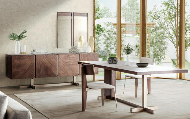 Brauner Esstisch Designer Tische Tisch + 4x Lehnstuhl Möbel 5tlg. Set