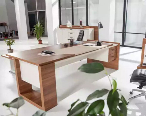 Chef Tisch Schreibtisch Brauner Office Tische Set Büro Einrichtung 3tlg Komplett