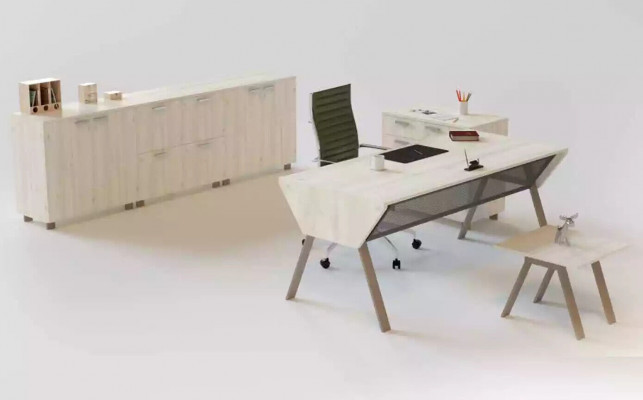 Luxuriöses Büro-Set im eleganten modernen Stil aus hochwertigem Holz 